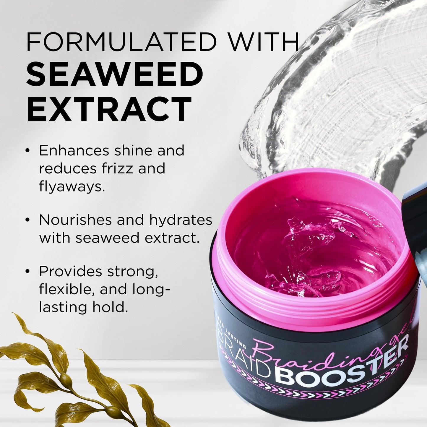 Style Factor Braid Booster Braiding Gel - Strong Hold & Conditioning Shine Hair Gel with Seaweed Extract - for Braids, Twists and Locs - 7.25 oz