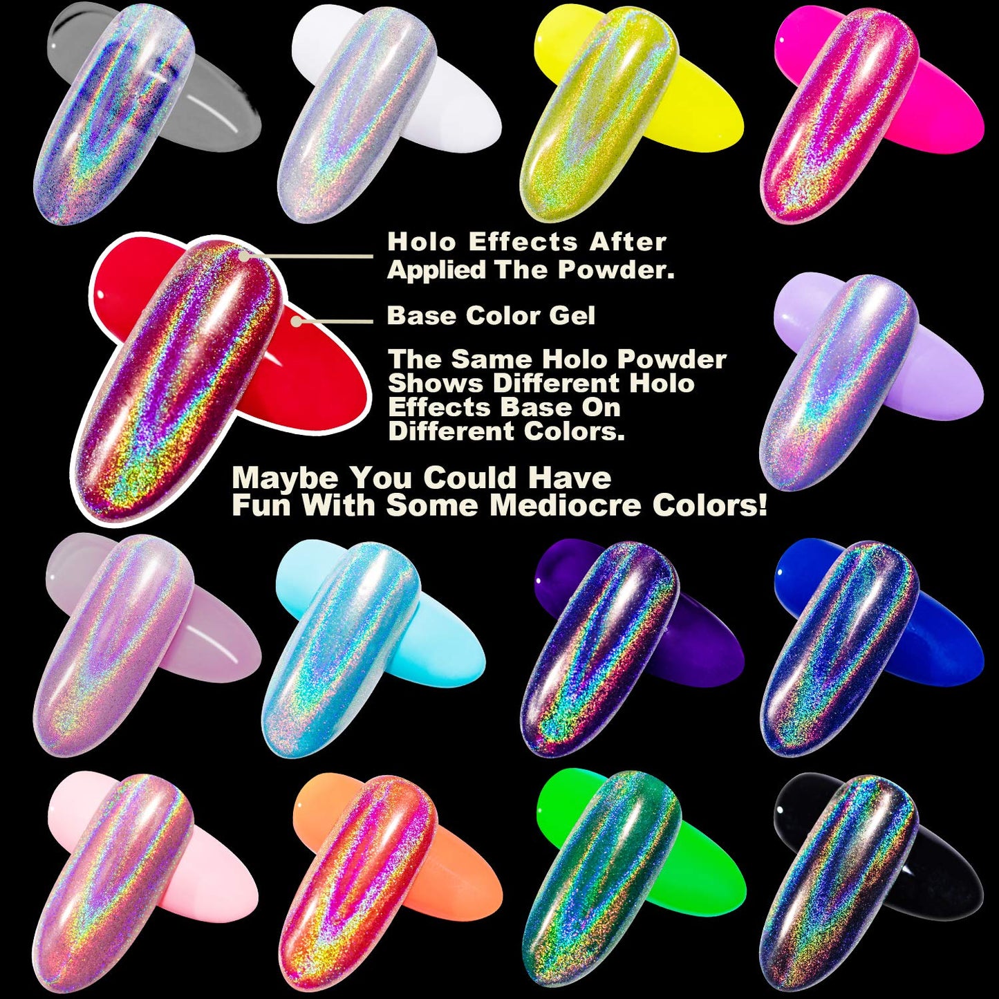 GA&EN Holographic Nail Polishing Powder Fine Rainbow Holo Unicorn Mirror Laser Effect Multi Chrome Manicure Pigment Glitter Dust for Salon Home Nail