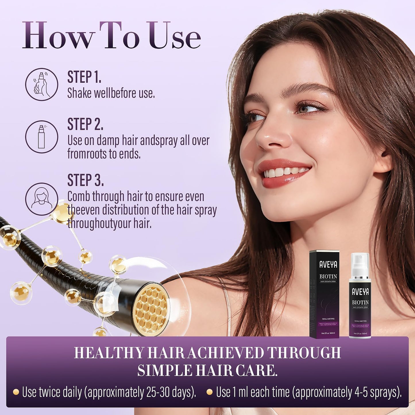 AVEYA Hair Growth Spray, infused with Rosemary Oil,rice water,Batana Oil&Biotin for Scalp - Strengthens,Thickens&Accelerates Hair Care Beauty and Personal Care AVEYA