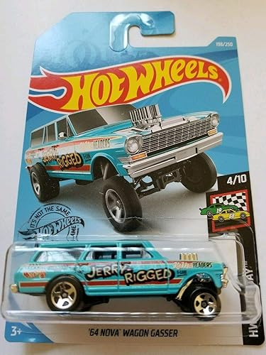 Hot Wheels Nova Wagon Gasser 198/250, Blue, 1:64 Scale, Diecast Car, Truck, Children, Unisex, 5 x 7 x 2 inches