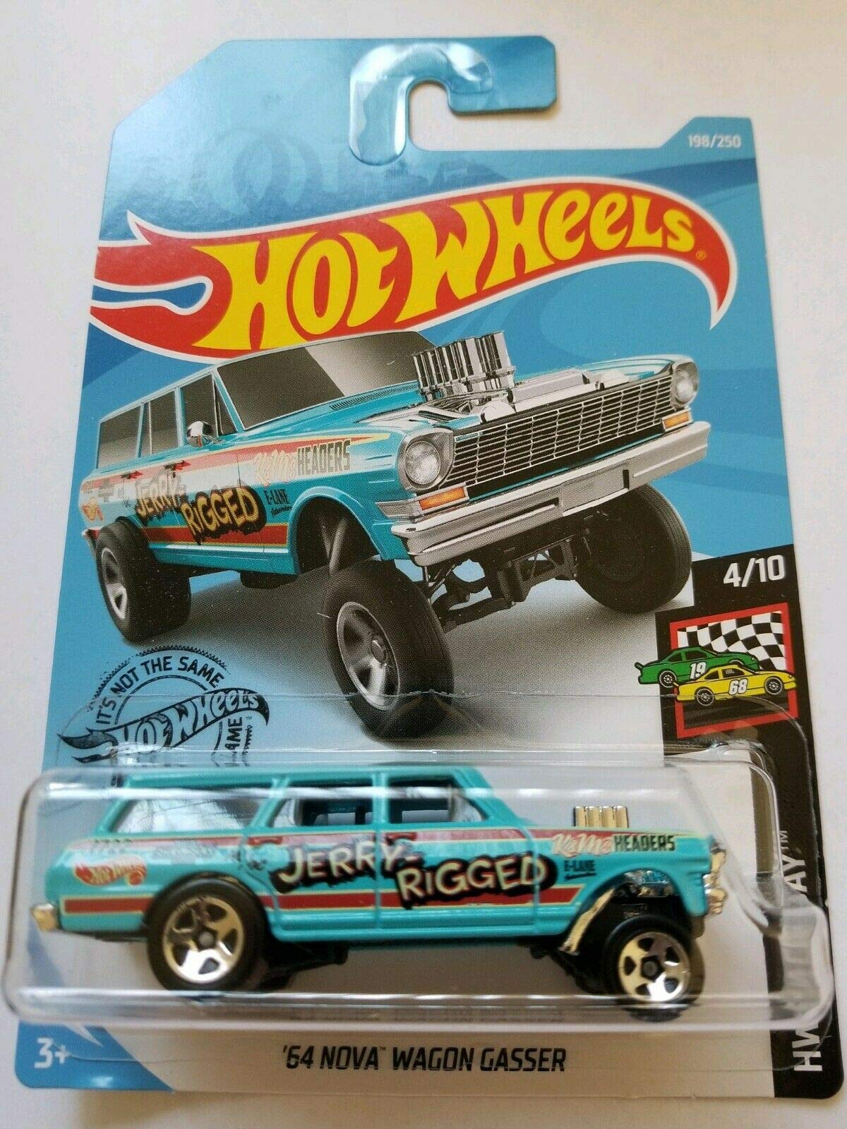 Hot Wheels Nova Wagon Gasser 198/250, Blue, 1:64 Scale, Diecast Car, Truck, Children, Unisex, 5 x 7 x 2 inches