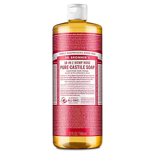 Dr. Bronner's Magic Soaps 18-In-1 Hemp Rose Pure Castille Soap, 32-Ounce Bottles