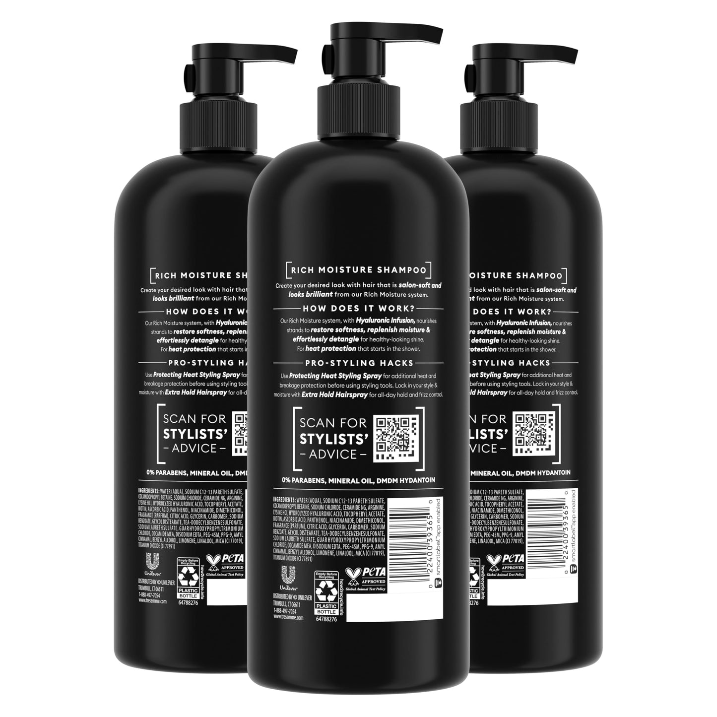 TRESemmé Rich Moisture Hydrating Shampoo 3 Count for Dry Hair Formulated With Pro Style Technology 28 Fl Oz Beauty and Personal Care TRESemmé