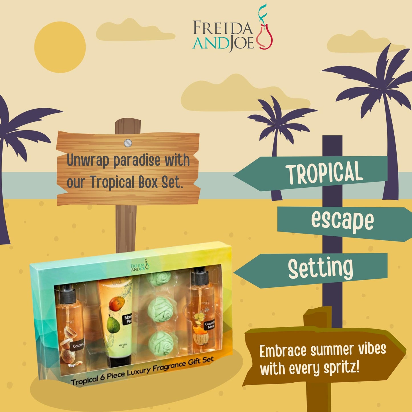Fine Fragrance Body Mist & Body Splash Gift Set - Luxury Self-Care Combo for Women and Girls (Coconut, Cucumber, Mango Pear w/ Bath Fizzer, Bath Bomb)