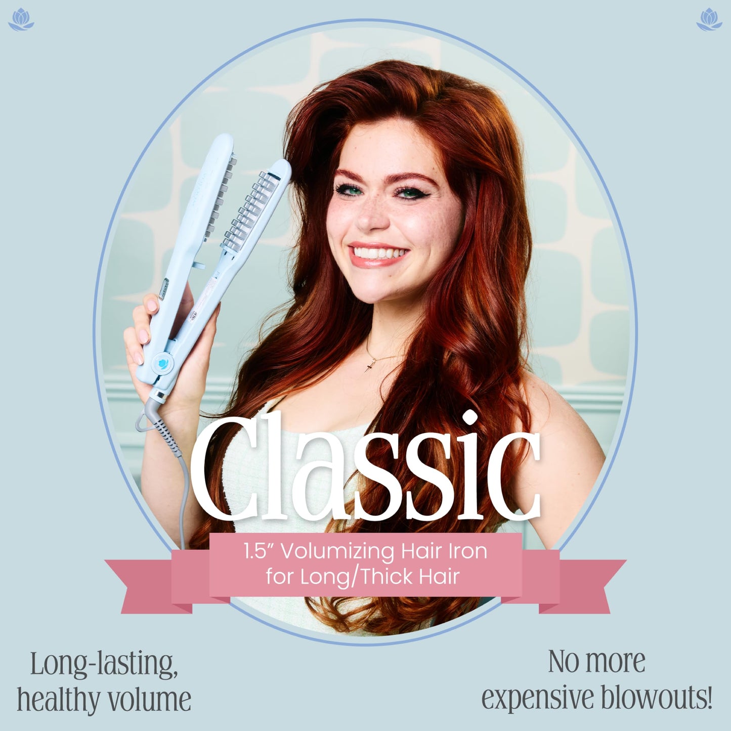 VOLOOM Classic 1-1/2” Inch Professional Volumizing Ceramic Flat Iron - Hair Volumizer & Styling Tool with Adjustable Temp & Auto Shut-Off for Lasting
