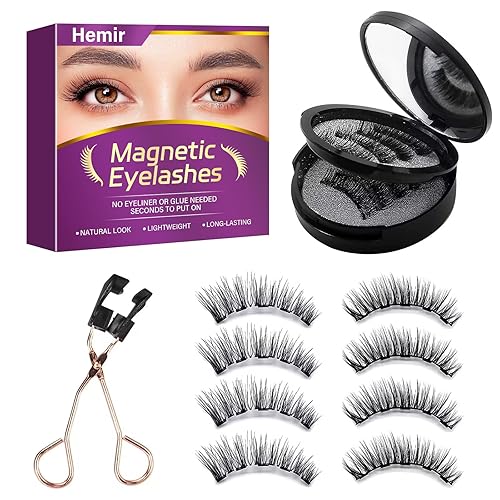 Magnetic Eyelashes, 3D Natural Look Dual Magnetic Lashes Kit with Applicator & Eyelash Comb, Light Weight & Waterproof & No Glue, 8 Count