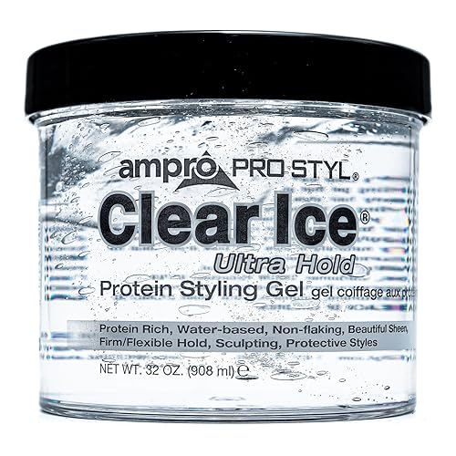 Ampro Pro Styl Clear Ice Styling Gel - Protects and Strengthens Your Strands - Non-Flaking, Alcohol Free, Vegan Formula - Flexible, Touchable Hold
