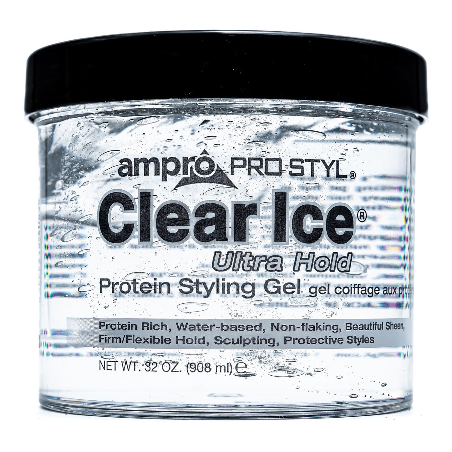 AmPro Pro Styl Clear Ice Styling Gel - Protects and Strengthens Your Strands - Non-Flaking, Alcohol Free, Vegan Formula - Flexible, Touchable Hold