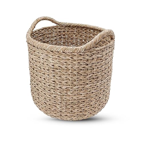 KOUBOO Large Decorative Seagrass Storage Basket, Handmade, Seagrass Basket, Living Room, Blankets, Toy Bin, Extra Storage, Decorative Storage…