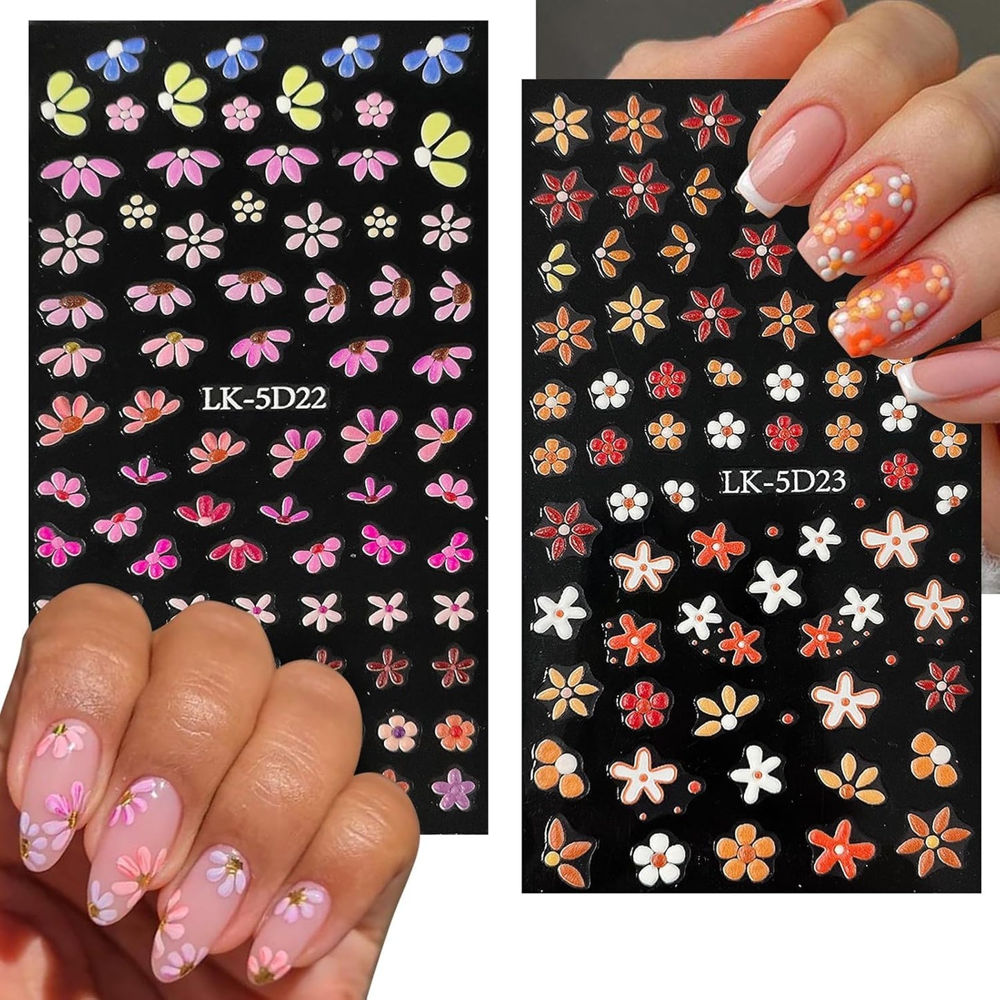 VOTACOS Flower Nail Art Stickers Decals 5D Embossed Nail Decals Spring Summer Nails Design Self-Adhesive Supplies Accessories 3D Flower for Women Beauty and Personal Care VOTACOS