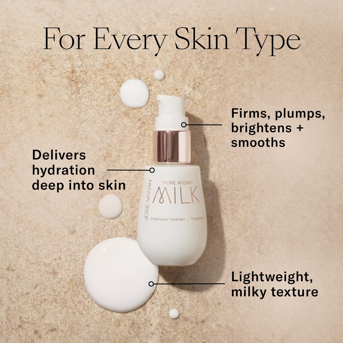 Josie Maran Pure Argan Milk - Anti Aging Face Serum with Argan Oil for Long-Lasting Hydration and a Fresh, Radiant Glow - Suitable for Dry, Sensitive