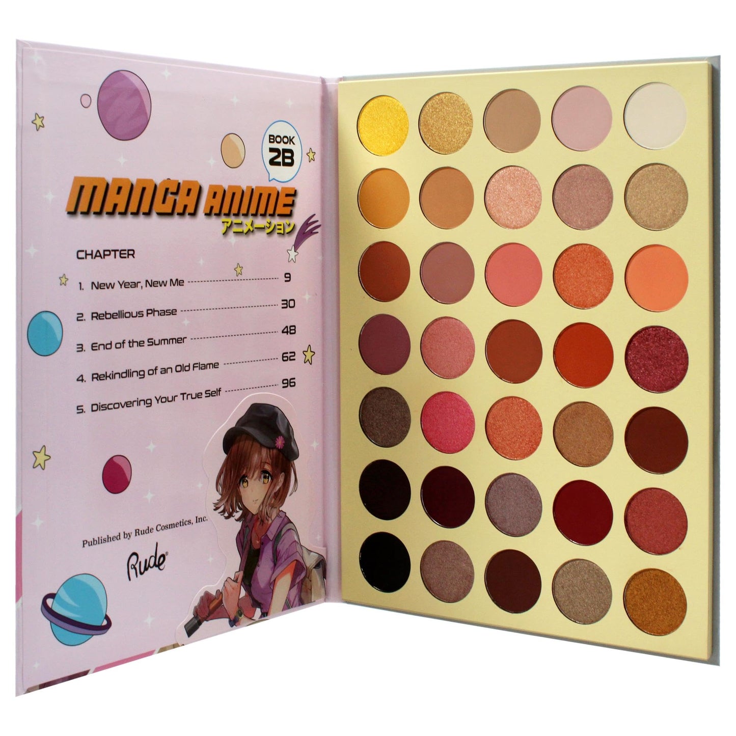 Rude Cosmetics Manga Anime 35 Pressed Pigment and Shadow Book 2B for Women - 1.34 oz Eye Shadow