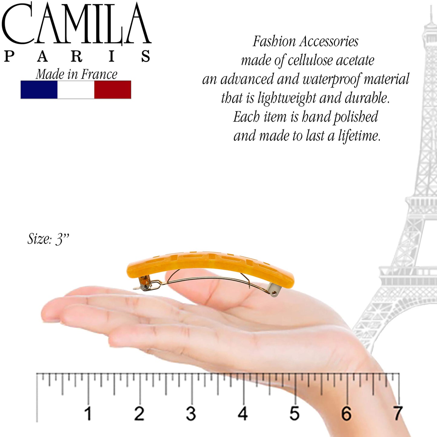 Camila Paris DG47 French Hair Barrette Clip for Girls Handmade, Strong Hold Grip Hair Clips for Women, No Slip and Durable Styling Girls Hair