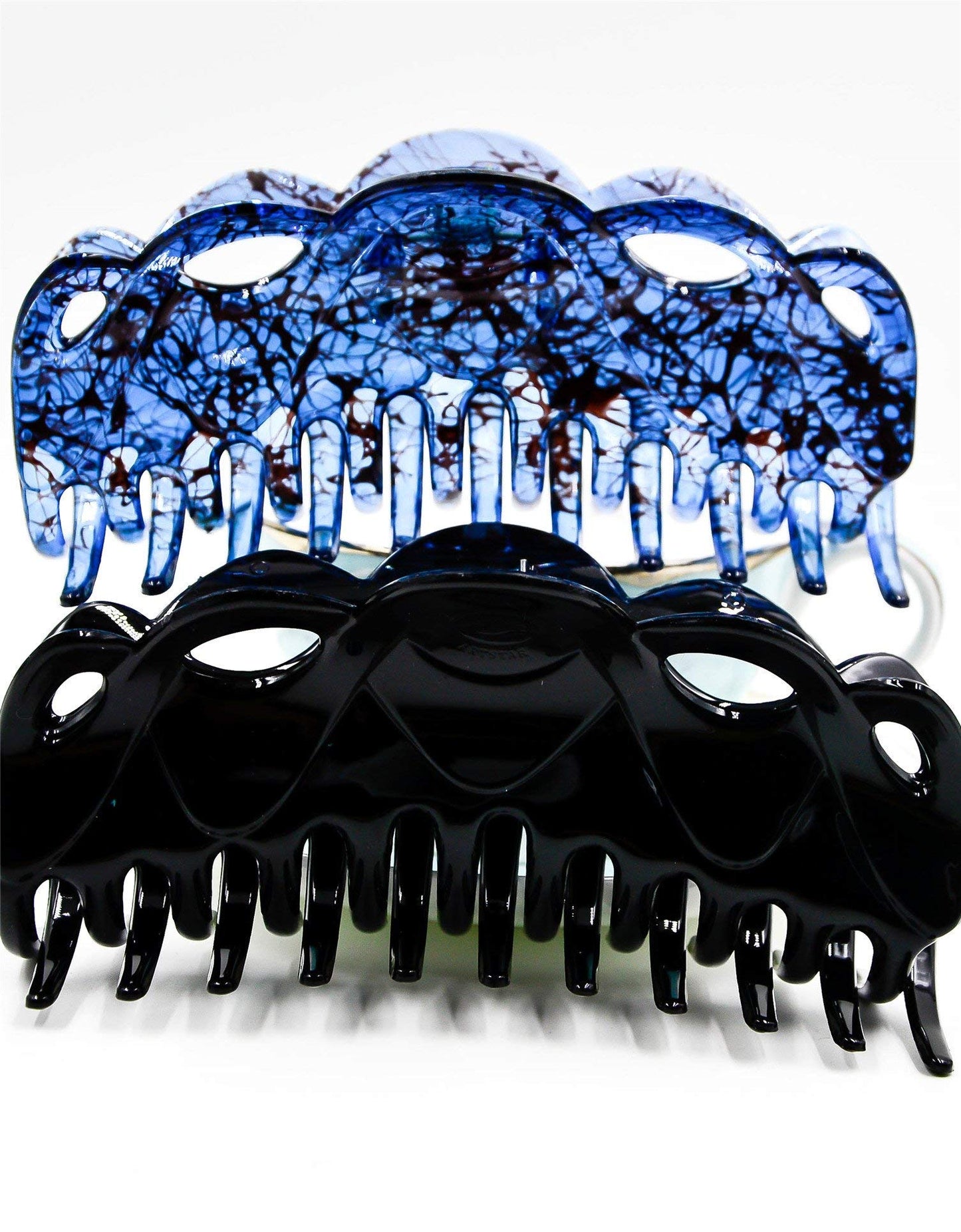 Prettyou 5.5 Inches Large Crystal Plastic Hair Claw Banana Clips for Thick Hair Women,pack of 2 (Set1)