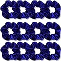 IVARYSS Royal Blue Scrunchies, Premium Velvet Soft Hair Scrunchy, Solid Colors Thick Elastic Bands, Hair Accessories for Women and Girls, 12 Pack