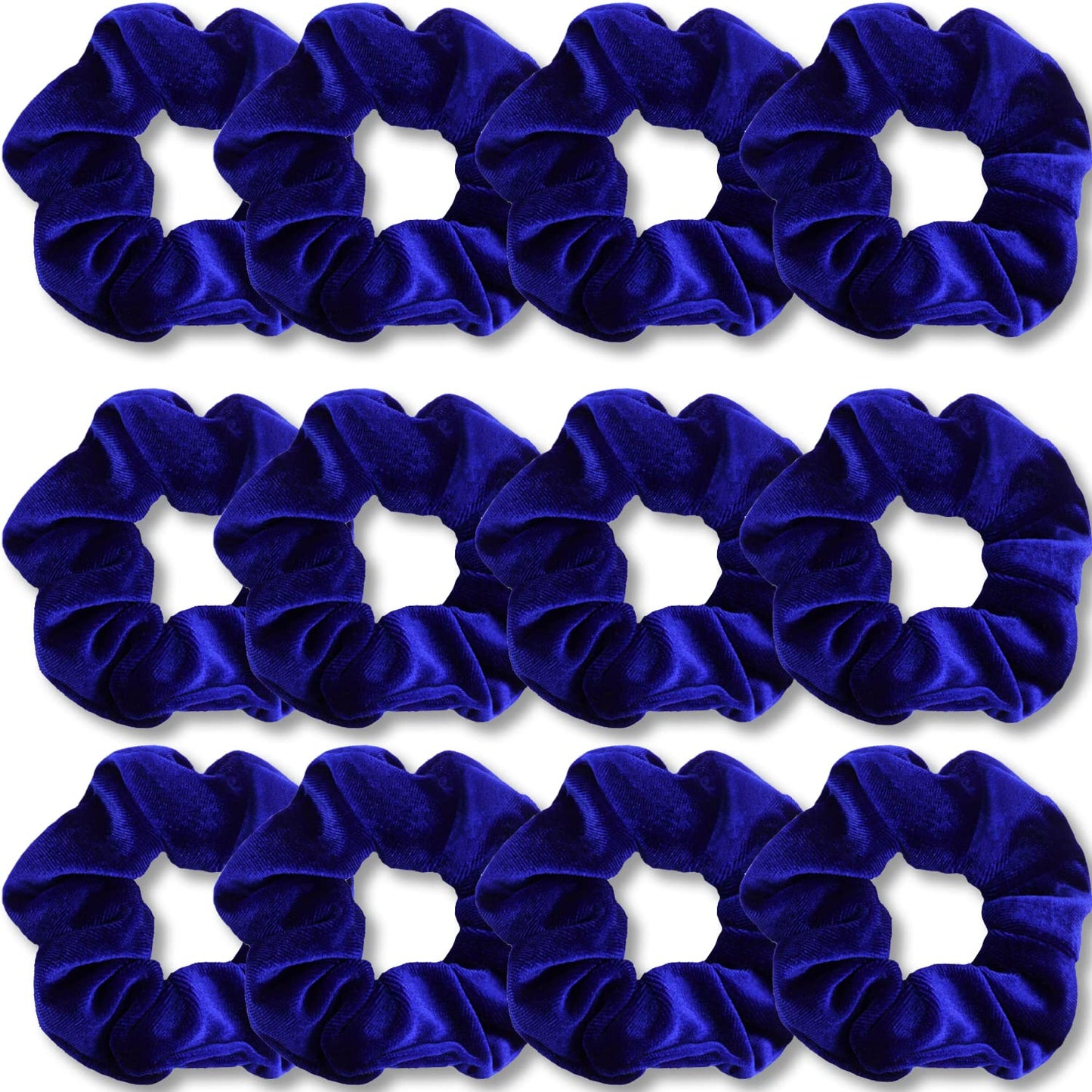 IVARYSS Royal Blue Scrunchies, Premium Velvet Soft Hair Scrunchy, Solid Colors Thick Elastic Bands, Hair Accessories for Women and Girls, 12 Pack