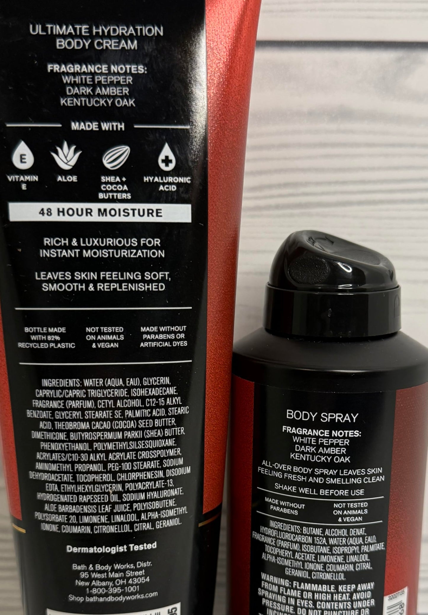 Bath & Body Works Body Men's Bourbon Body Cream and Spray 2 Piece Set