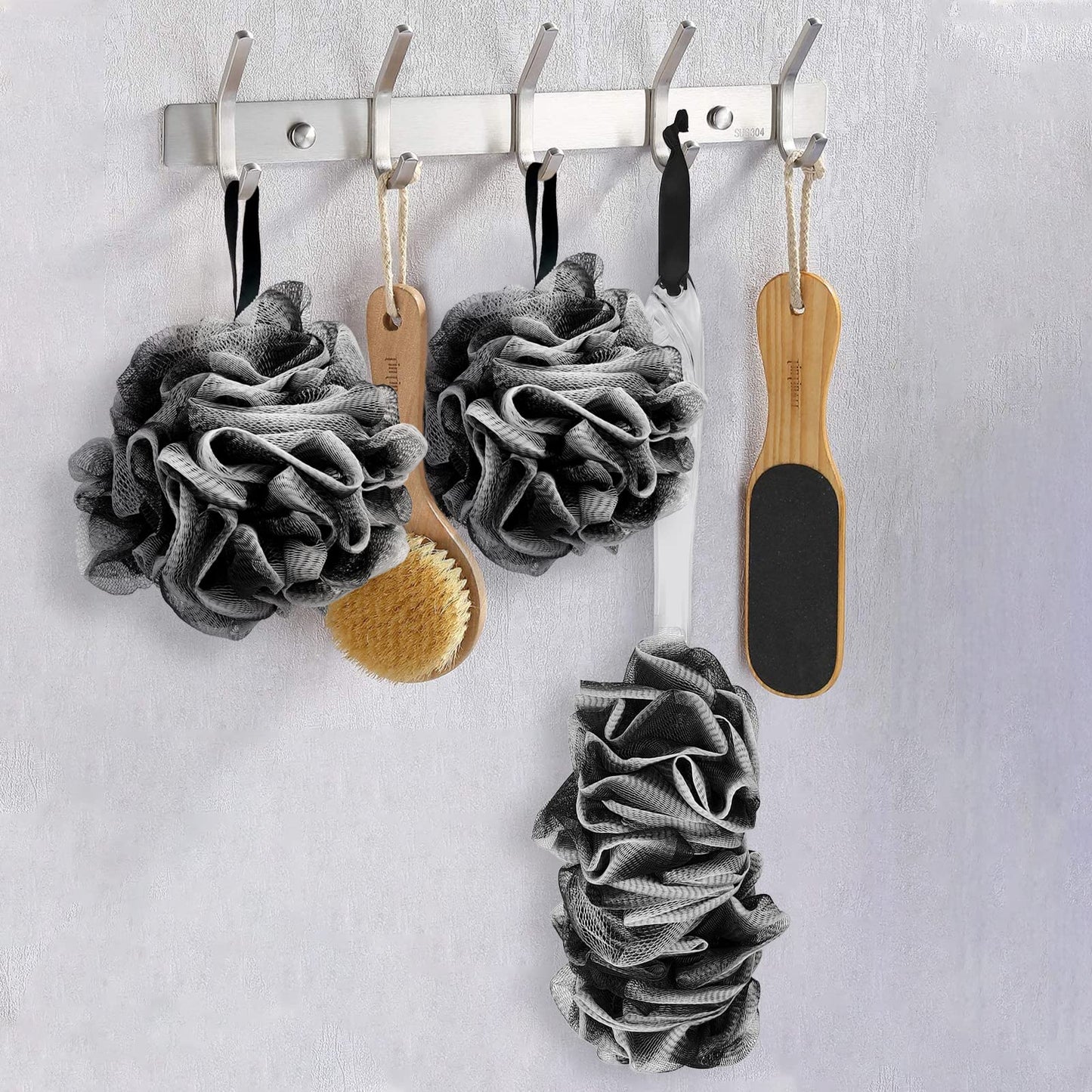 Loofah Handled Back Brush for Shower & Bath Shower Scrubber Bouquet Sponge,1 Pack Long Handled Shower Sponge,2 Pack 75g XL Exfoliate Charcoal Mesh