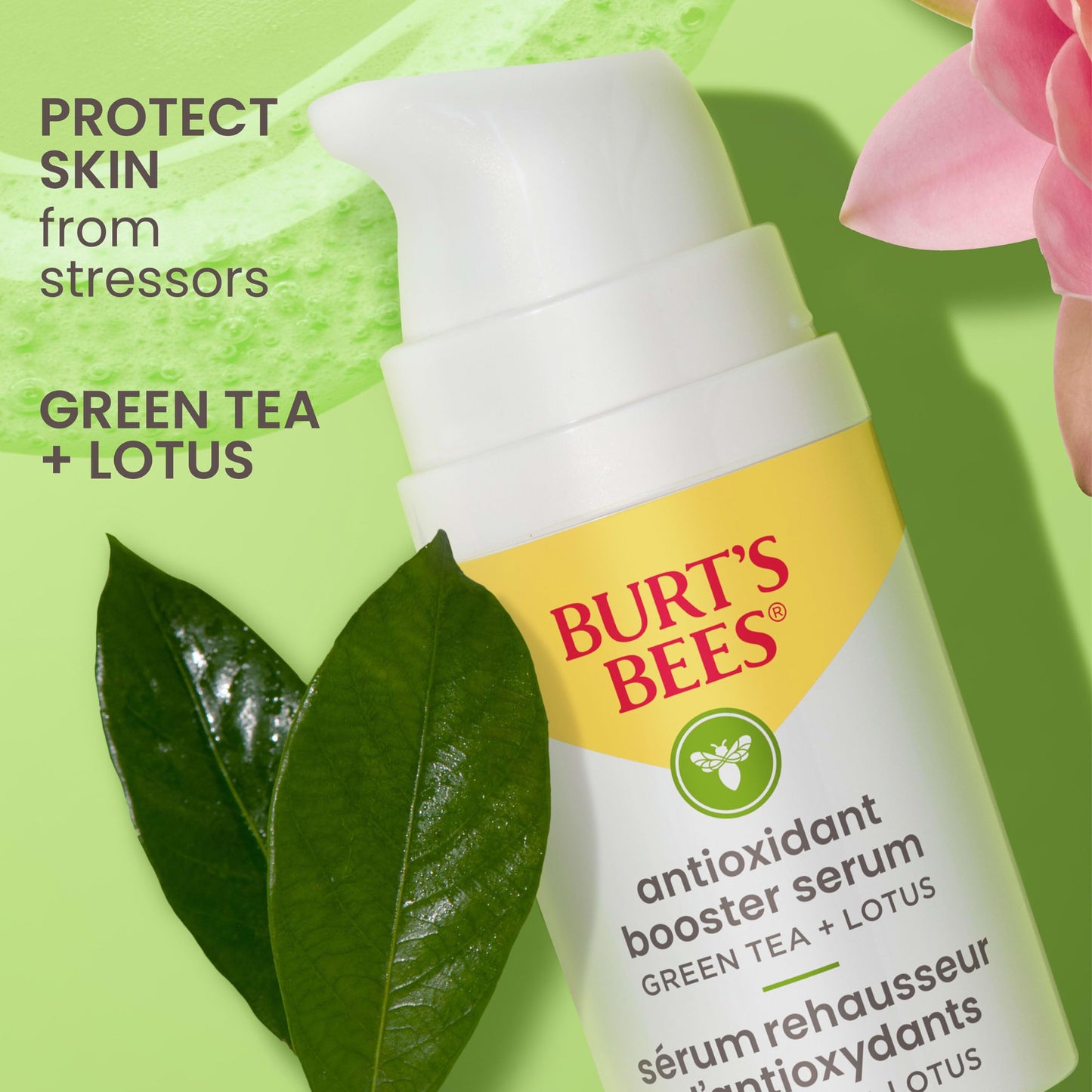 Burt's Bees Green Tea Face Serum, Protects & Improves Skin Tone with Antioxidant Rich Green Tea & Lotus, Naturally Brightening & Firming, Lightweight