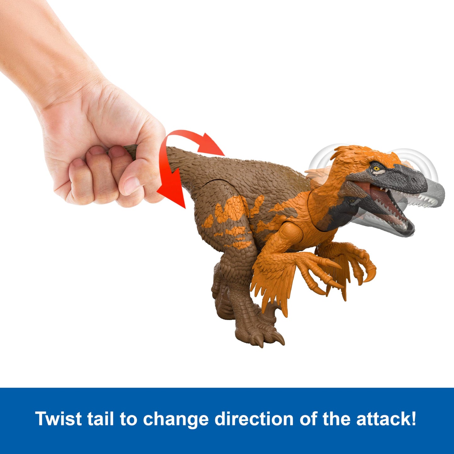 Mattel Jurassic World Rebirth Wild Roar Utahraptor Dinosaur Toy with Tail-Controlled Chomp Multi-Direction Attack & Sound, Posable & Digital Play