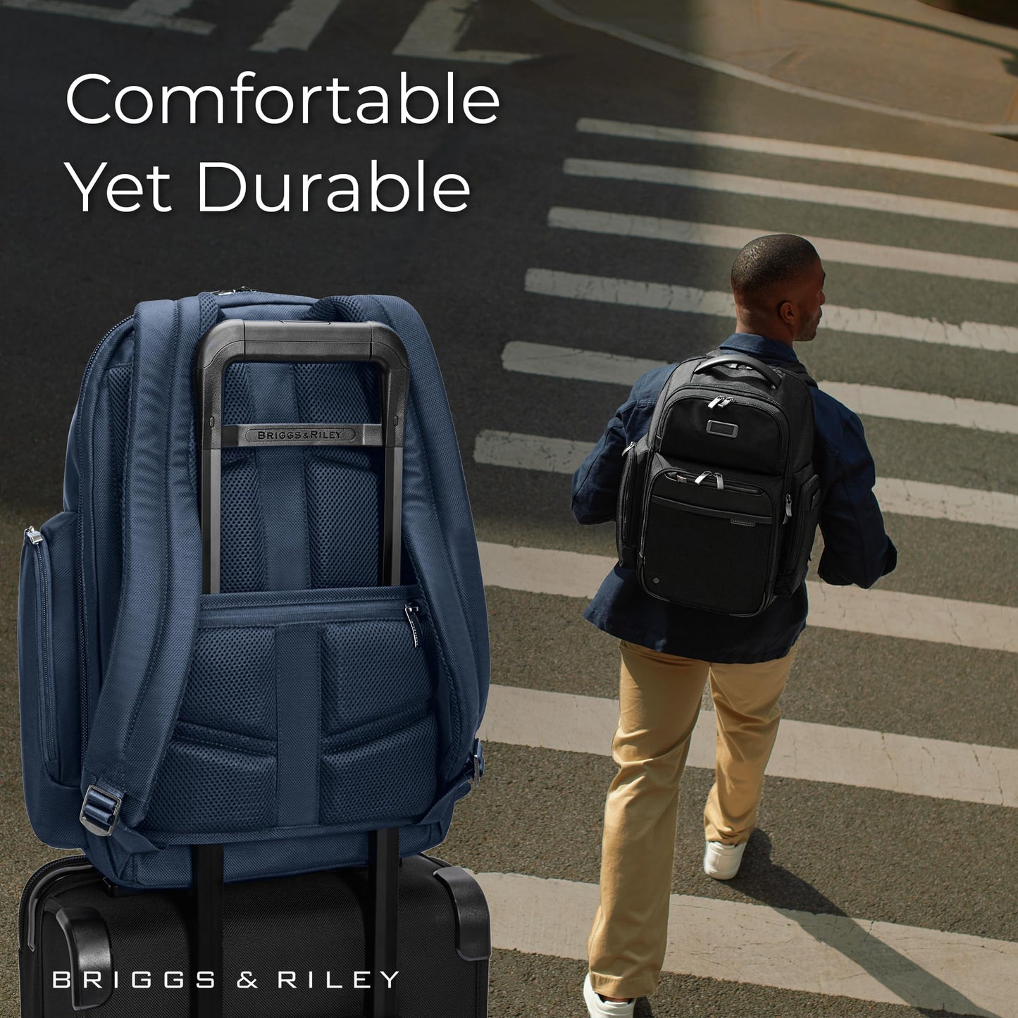 Briggs & Riley Medium Cargo Backpack for Women & Men - Laptop Backpack, For Work & Travel, Lightweight & Durable, Padded Straps, Fits up to 15" Laptop - @work Collection, Navy