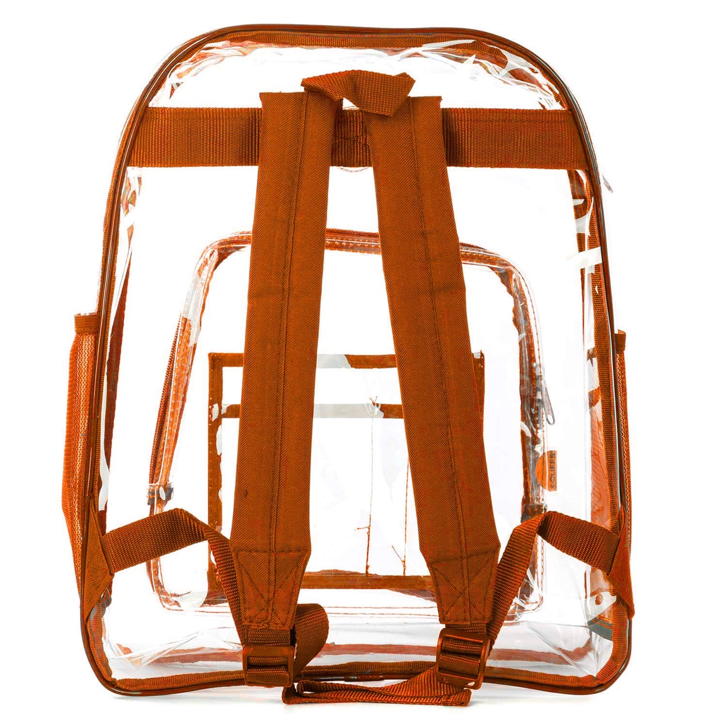 NiceAndGreat Heavy Duty Clear Backpack Transparent Quality School Bag Large See Through Student Daypack Security Workbag Orange