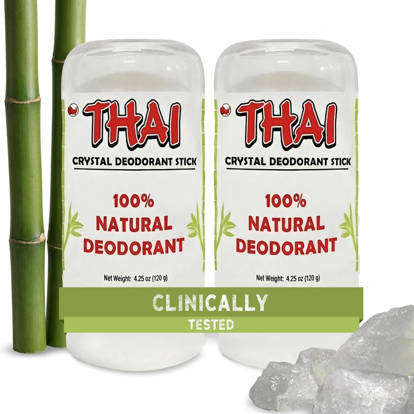 2-Pack Thai Crystal Deodorant - Clinically Tested - Dermatologist Approved Natural Whole Body Deodorant for Men, Women & Teens - Crafted in USA Beauty and Personal Care MegaRhino Default Title