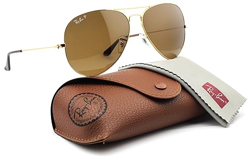 Ray-Ban RB3025 001/57 Unisex Aviator Sunglasses Polarized (Gold Frame/Brown Polarized Lens 001/57, 58), Medium