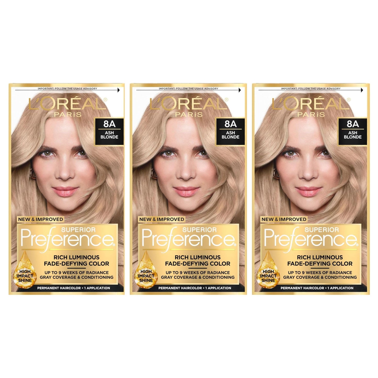 Superior Preference Rich Luminous Conditioning Colorant, Level 3 Permanent, Ash Blonde/Cooler 8A (Pack of 3)