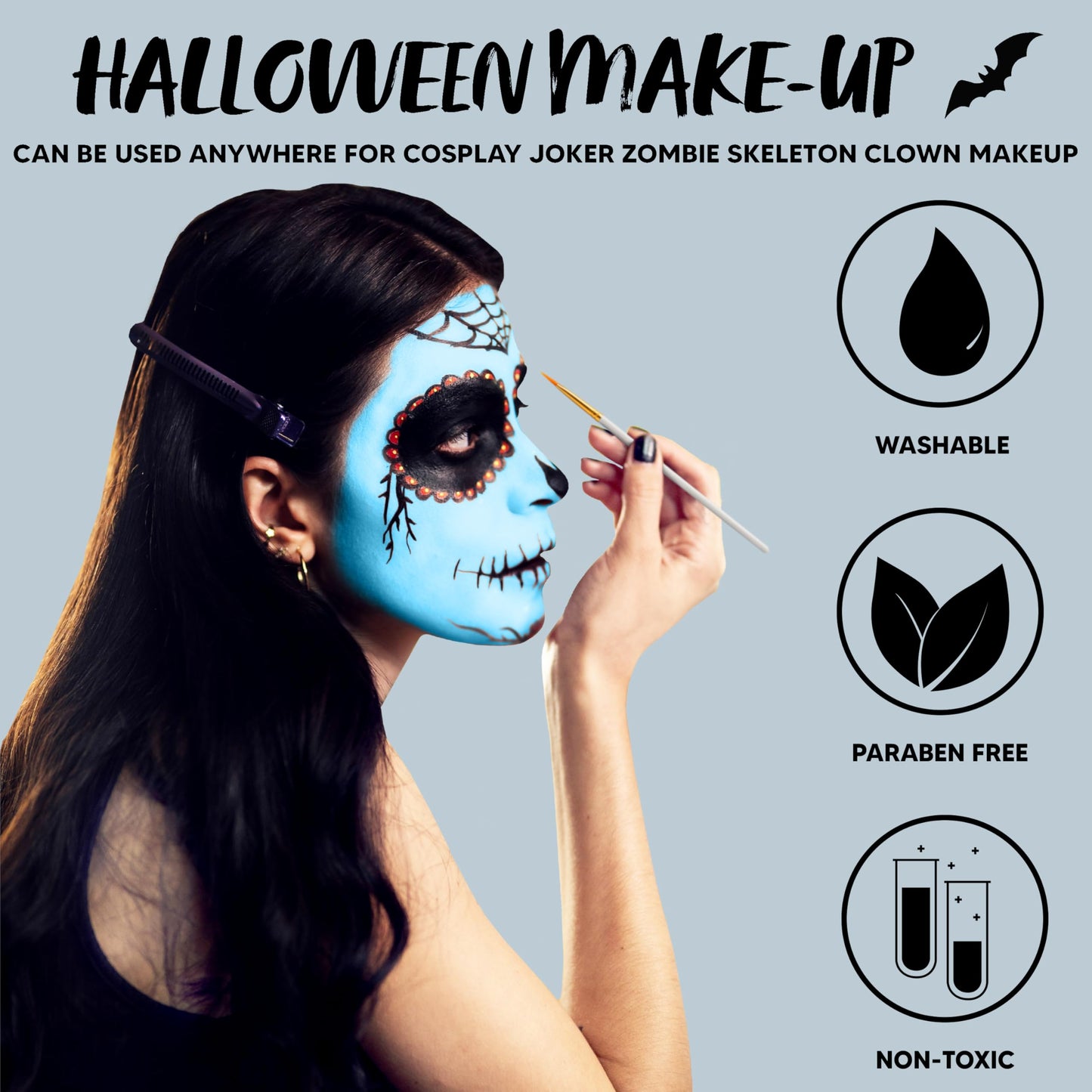 Spooktacular Creations Halloween Makeup Face Body Paint Waterproof Foundation Cream Cake Tub, Halloween Party Cosplay Clown Sfx Costume and Dress Up