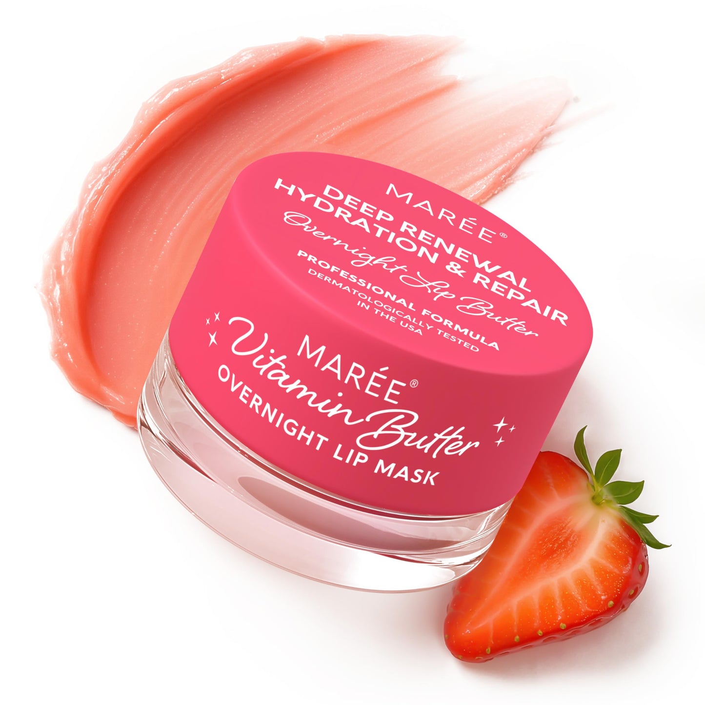 MAREE Lip Moisturizer & Overnight Lip Mask – Hydrating Butter Balm with Hyaluronic Acid for Very Dry Lips – Intensive Lip Care, 1pc