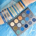 Afflano Blue Eyeshadow Palette Matte Shimmer, Highly Pigmented Waterproof Space Blue Eye Shadow Palette, Silver Navy Glitter Eyeshadow Pallet