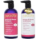 PURA D'OR Restore & Renew Shampoo and Conditioner Set for Strong, Healthy, and Nourished Hair with Organic Aloe Vera, Rosemary, Sea Buckthorn, Cacay