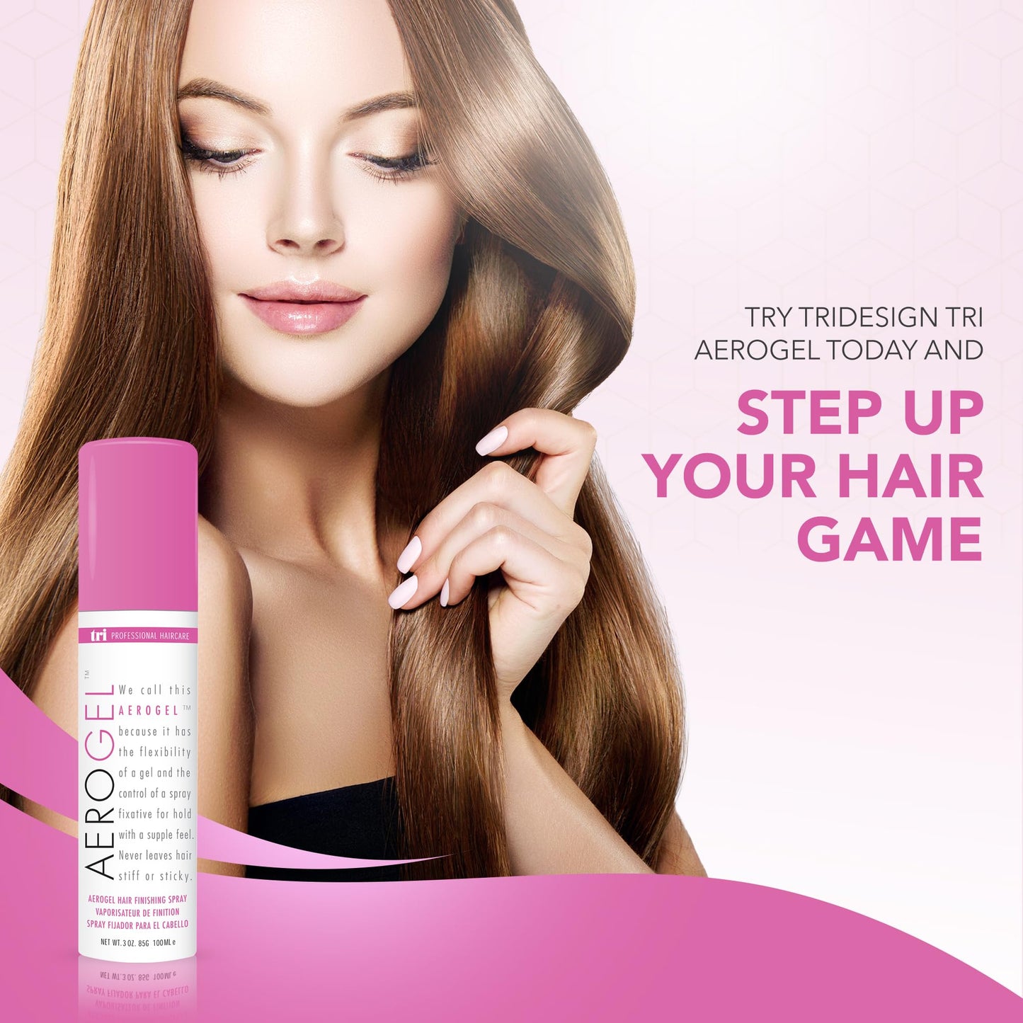 TRI Design Aerogel Hairspray - Strong Hold Hair Finishing Spray for Volumizing & Control, Flexible Styling for All Hair Types, Non-Sticky and Scented