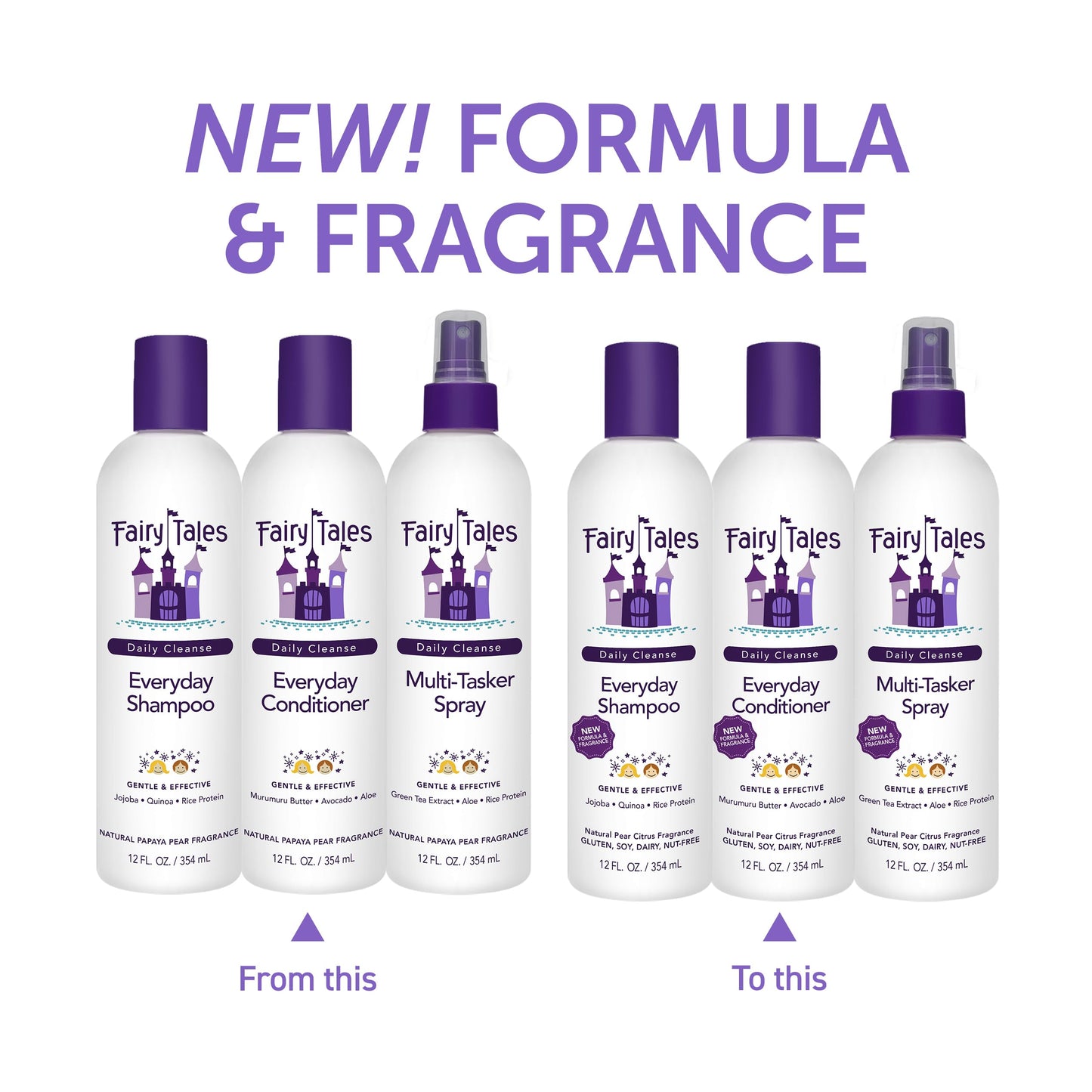 Fairy Tales Daily Cleanse Everyday Kids Shampoo, Conditioner, and Spray set - Gentle Natural Defining, Tangle Free, Moisturizing + Hydrating, Clean +