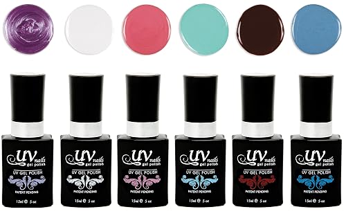 UV-NAILS Gel nail polish cure with UV or LED nail lamp gel polish for nails Set of 6 (SANTORINI) Beauty & Personal Care UV-NAILS
