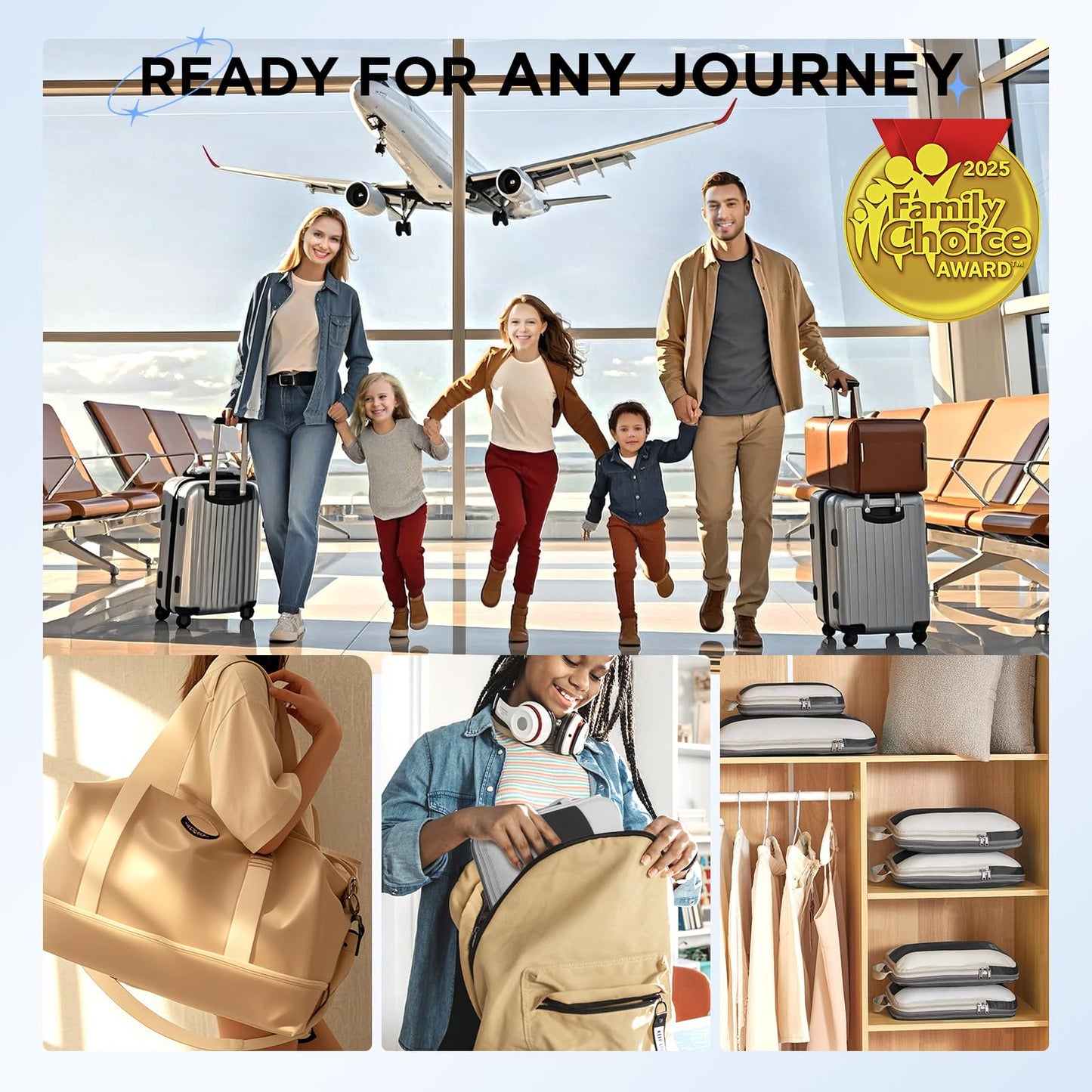 OlarHike 10-Set Compression Packing Cubes – Expandable Travel Luggage Organizers for Suitcase & Clothes – Black