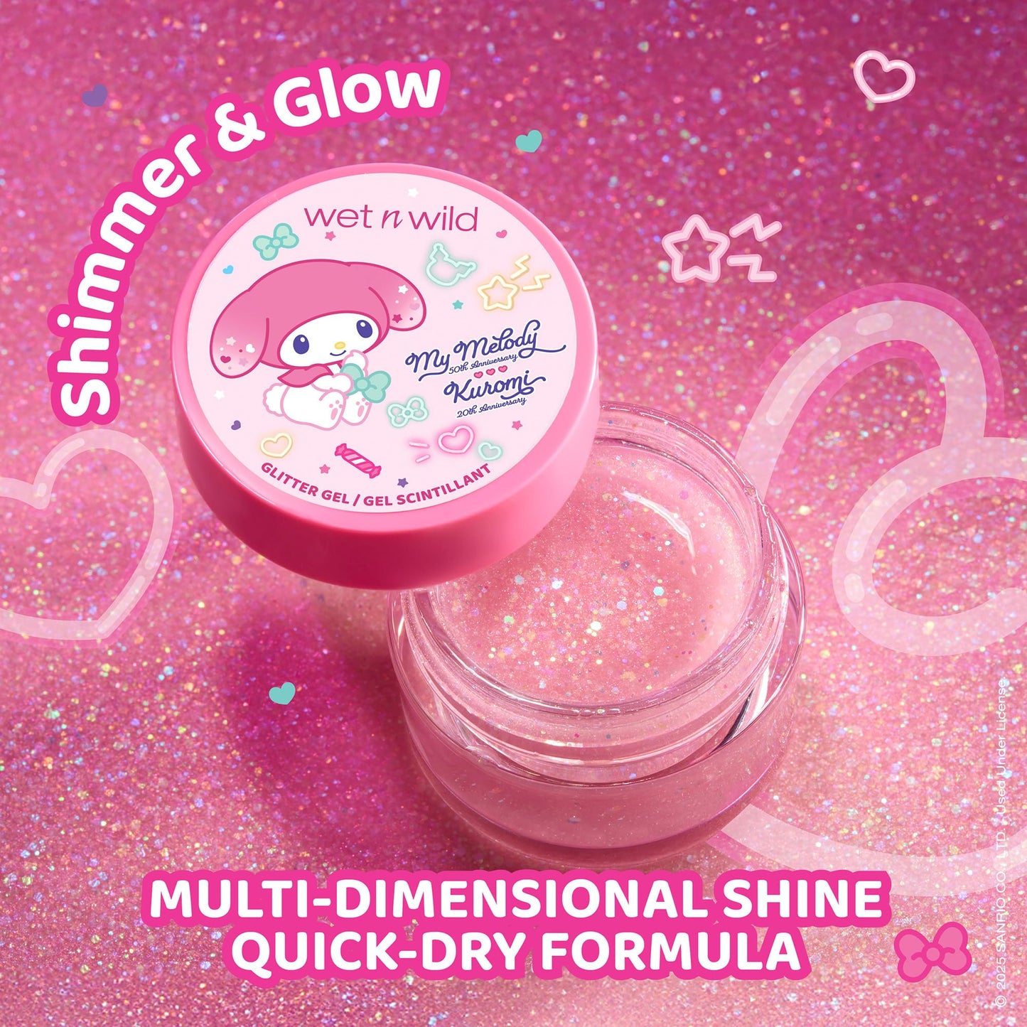 wet n wild My Melody and Kuromi Glitter Gel - Sweetheart