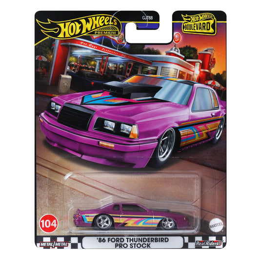 Hot Wheels Premium Boulevard Die-Cast '86 Ford Thunderbird Pro Stock, Metal, 1:64 Scale Model