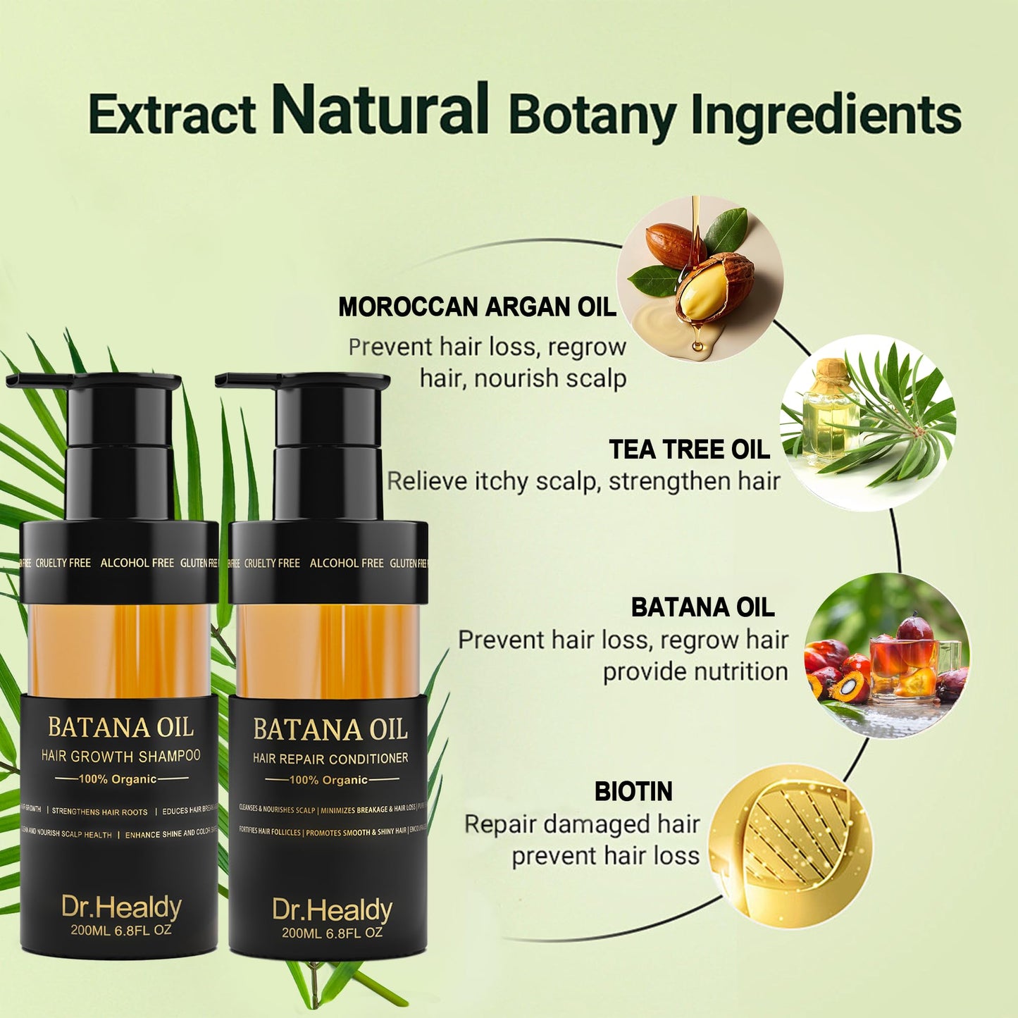 Dr. Healdy Batana Oil Shampoo and Conditioner Set - for Hair Growth,Thickening & Hydration,Sulfate Free - Fights Hair Loss & Clarifies Scalp -Root