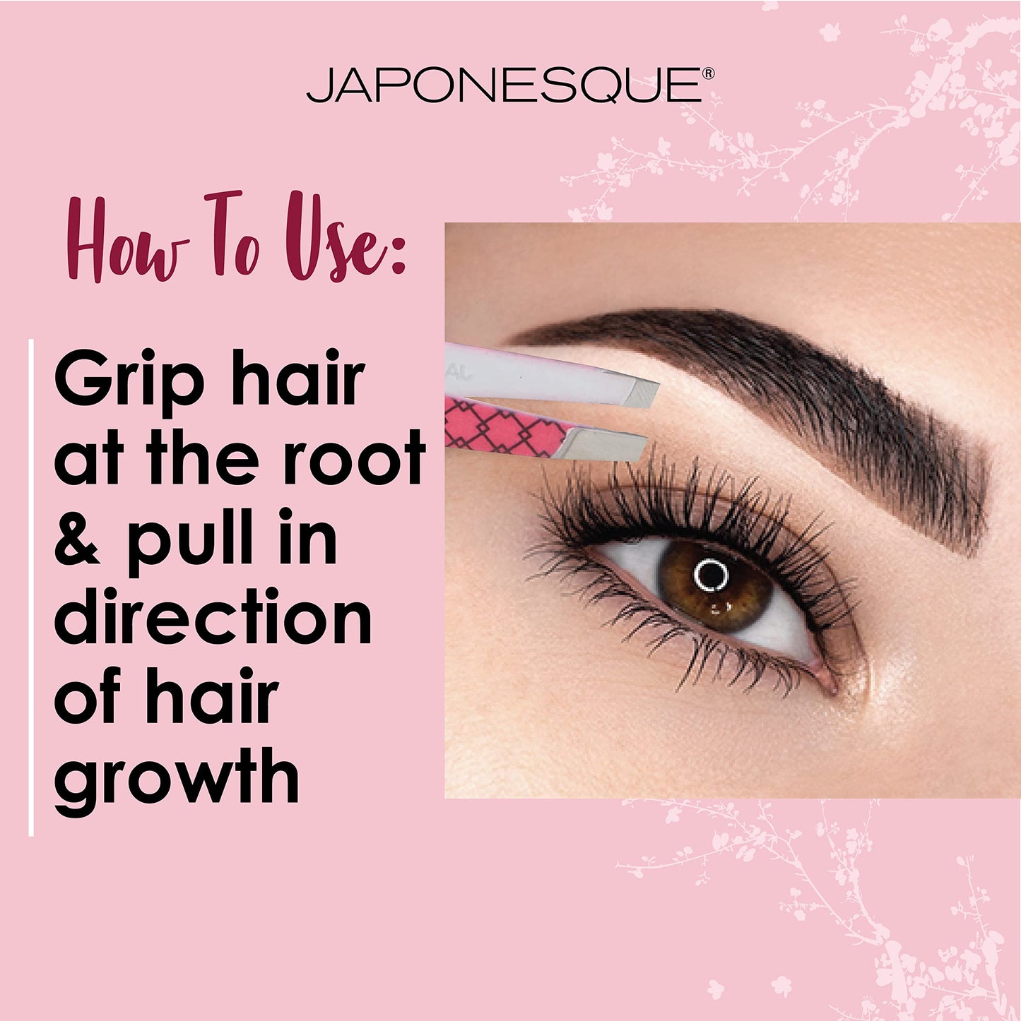 JAPONESQUE Soft Touch Slant Tweezer with Precision Crafted, Hand Sharpened Tips for Shaping and Defining Brows, Includes Protective Storage Pouch