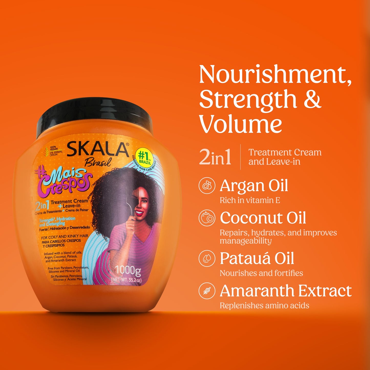 SKALA Mais Crespos Super Curly Hair Type 4ABC - Hydrate, Eliminate Frizz 2 IN 1 Conditioning Treatment Cream and Cream To Comb Beauty and Personal Care SKALA