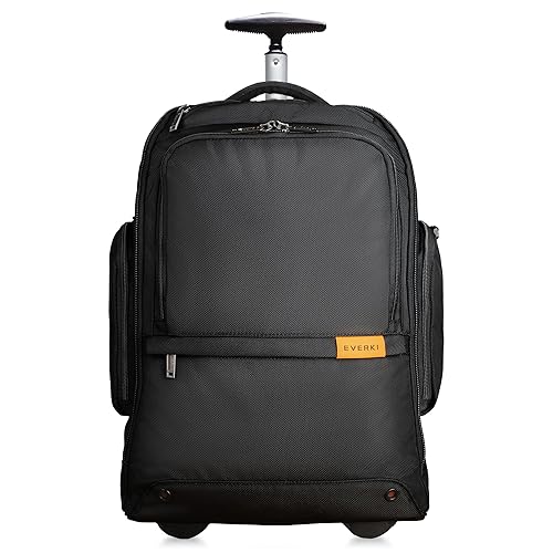 EVERKI 123 Wheeled Laptop Backpack - For 15.6” Laptop & 16” MacBook, Rolling Back Pack for Men & Women, Carry On Travel Backpack with Replaceable Wheels, Rolling Work Bag for Business Professional