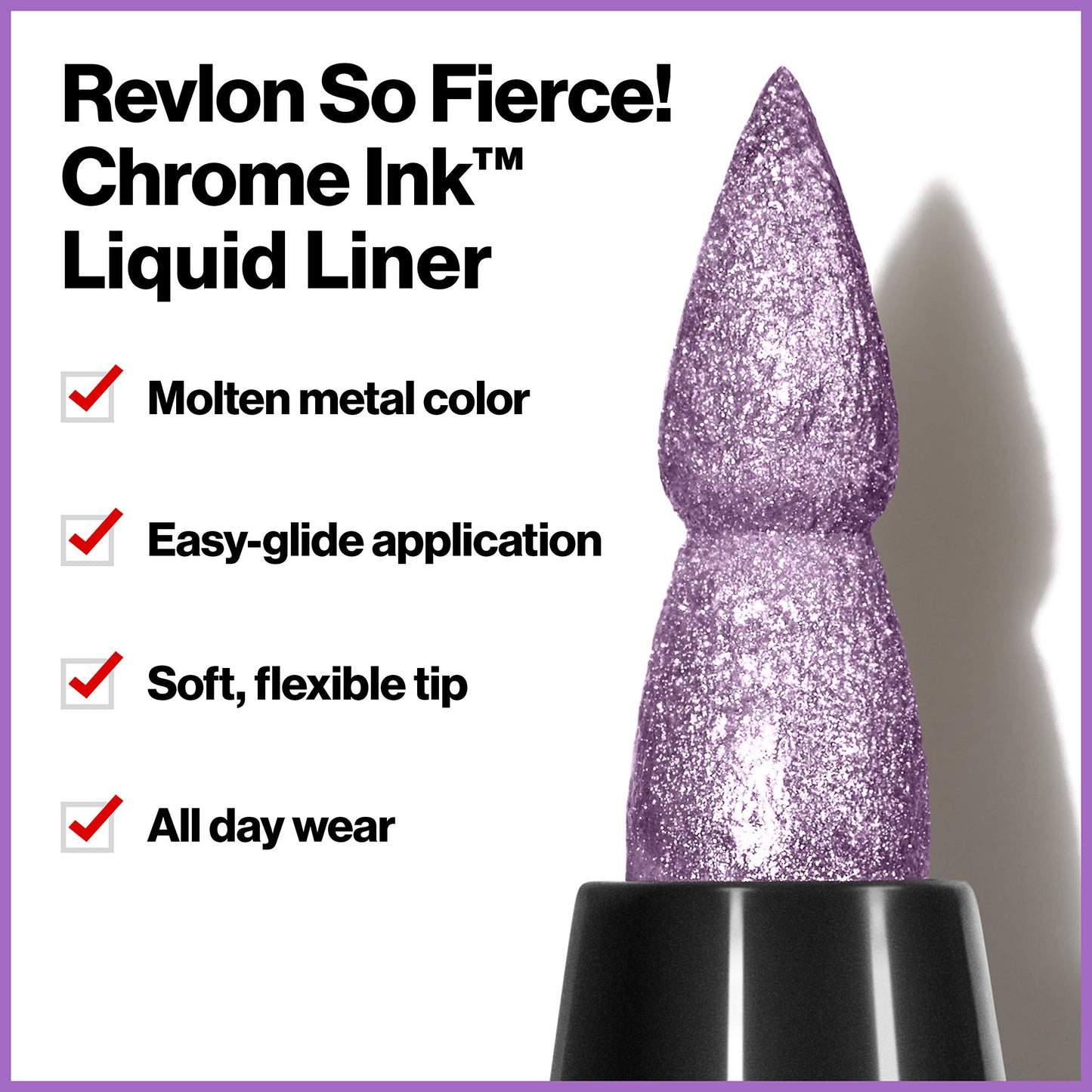 Revlon So Fierce! Chrome Ink Liquid Eyeliner, Longlasting Bold Metallic Pen Liner with Dip Ink Cap for Pearl, Shimmer Blend, 904 Ultraviolet Foil…