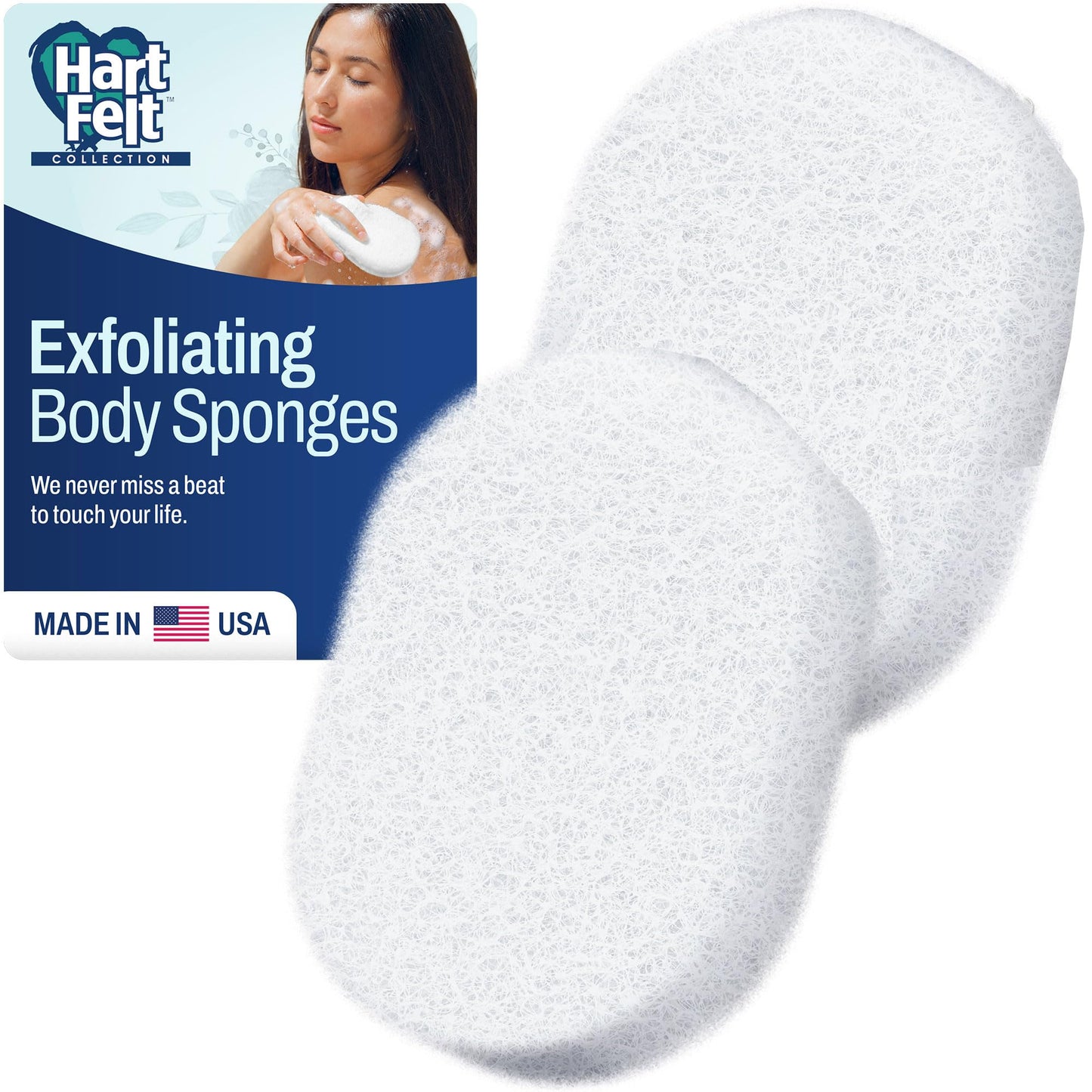 HartFelt Bath Sponges for Shower Women & Men | Soft Exfoliating Body Sponge for Dead Skin | Chemical-Free Sponges for Body | Cleanses Skin from Dirt