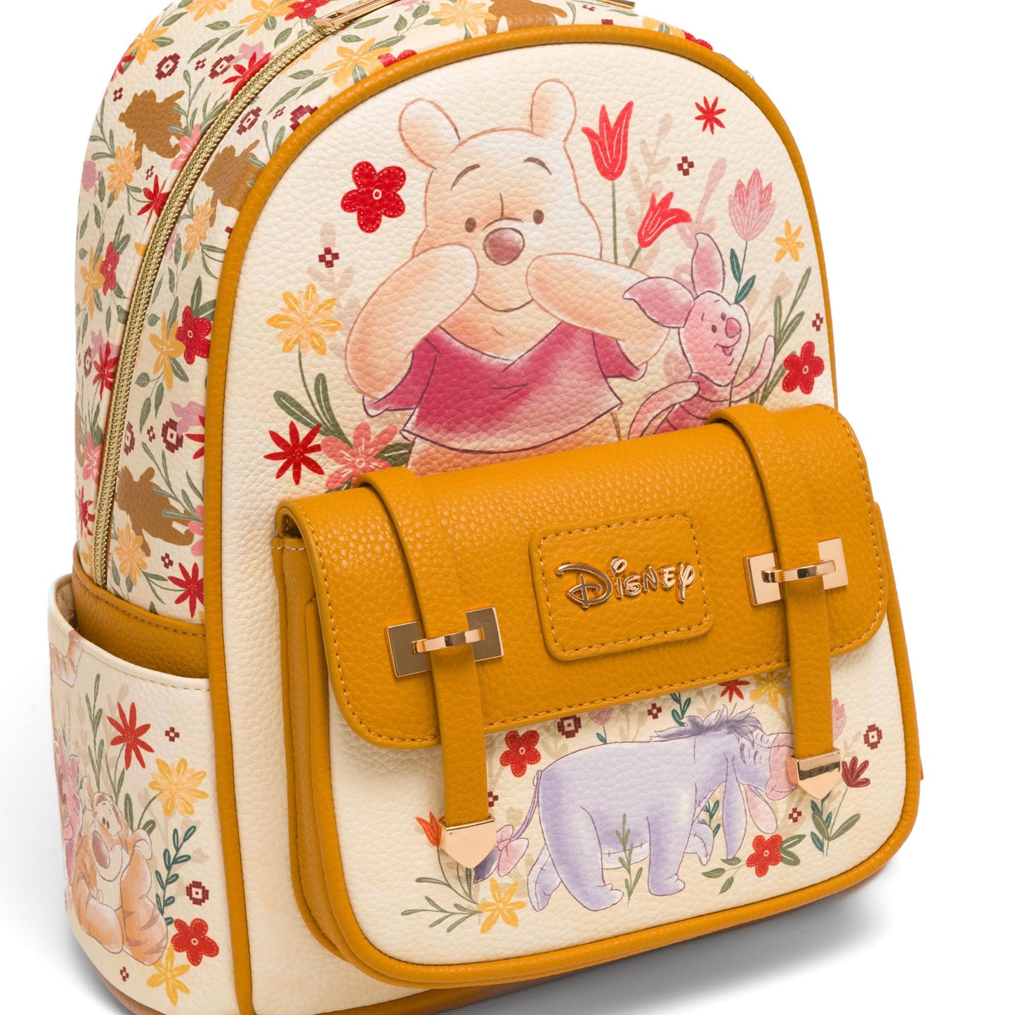 Wondapop Disney Winnie the Pooh and Friends Floral 11" Vegan Leather Fashion Mini Backpack