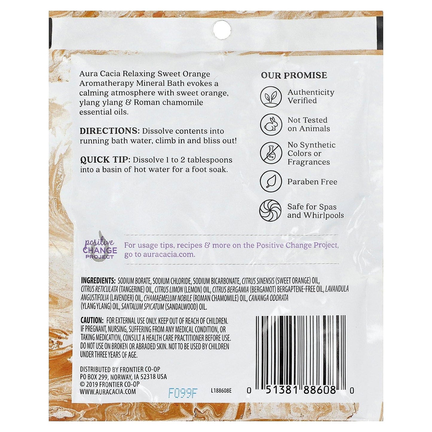Aura Cacia Aromatherapy Mineral Bath, Relaxing, Sweet Orange, 2.5 oz (70.9 g)