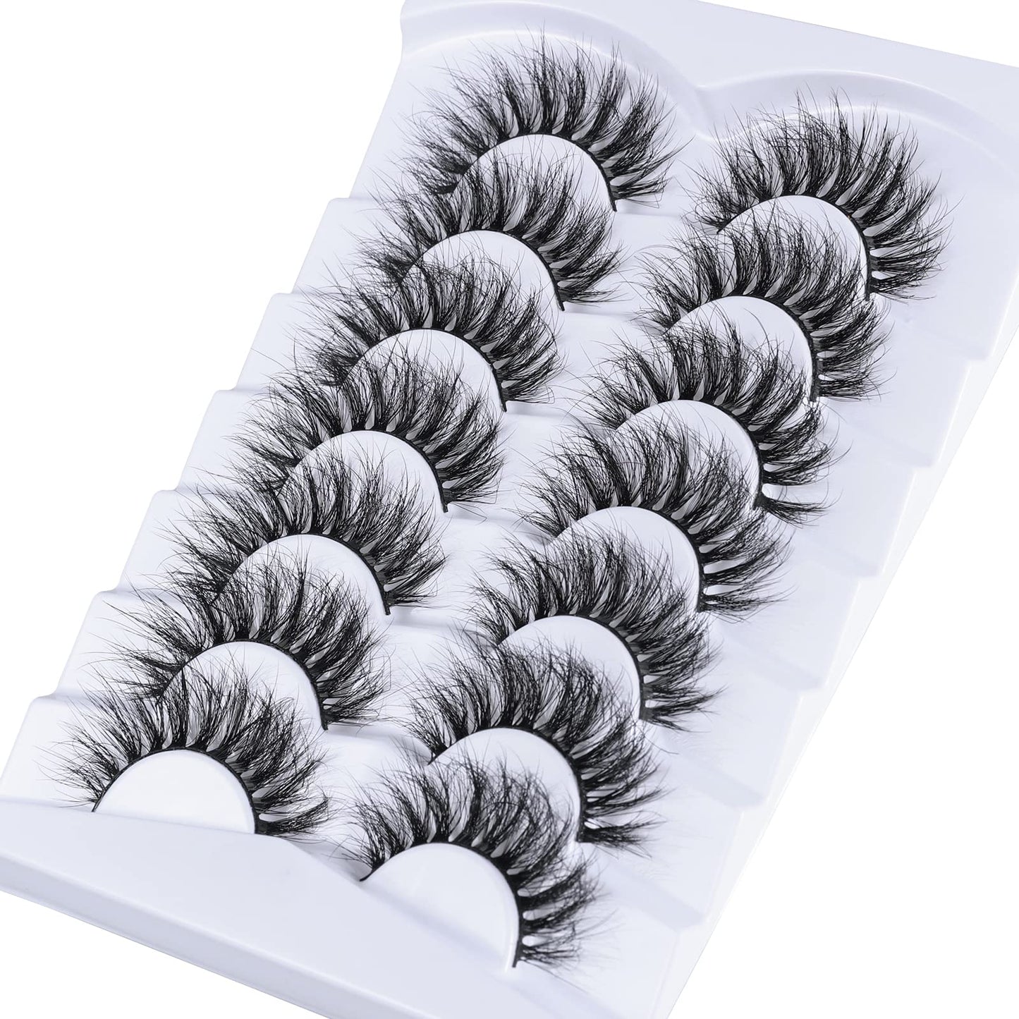 Mebver False Lashes Fake Eyelashes Cat Eye Lashes Faux Mink Lashes Natural Look 8D Fluffy Wispy Lashes That Look Like Extensions Pestañas Postizas D