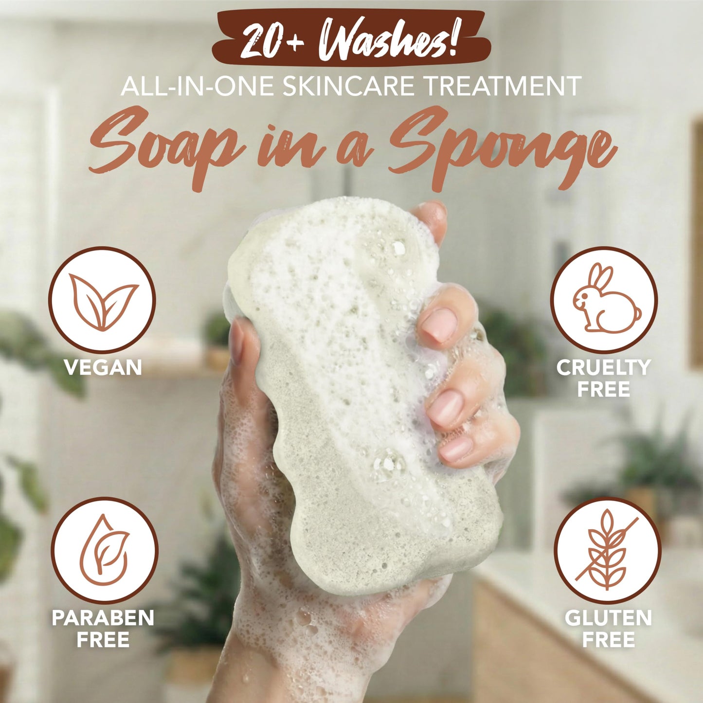 Spongeables Skinutrients Anti-Cellulite Body Wash in a Sponge, Spa Cellulite Massager, Reduce The Appearance of Cellulite, Moisturizer and Exfoliator