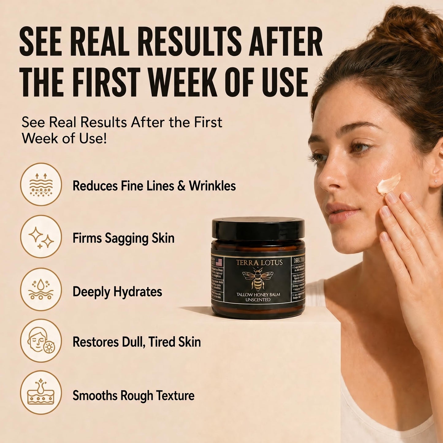 Terra Lotus - Organic Grass-Fed Beef Tallow Balm with Raw Honey - Moisturizing Cream for Soft, Smooth Skin - Handmade All-Natural Moisturizer (2 Oz Beauty and Personal Care Terra Lotus